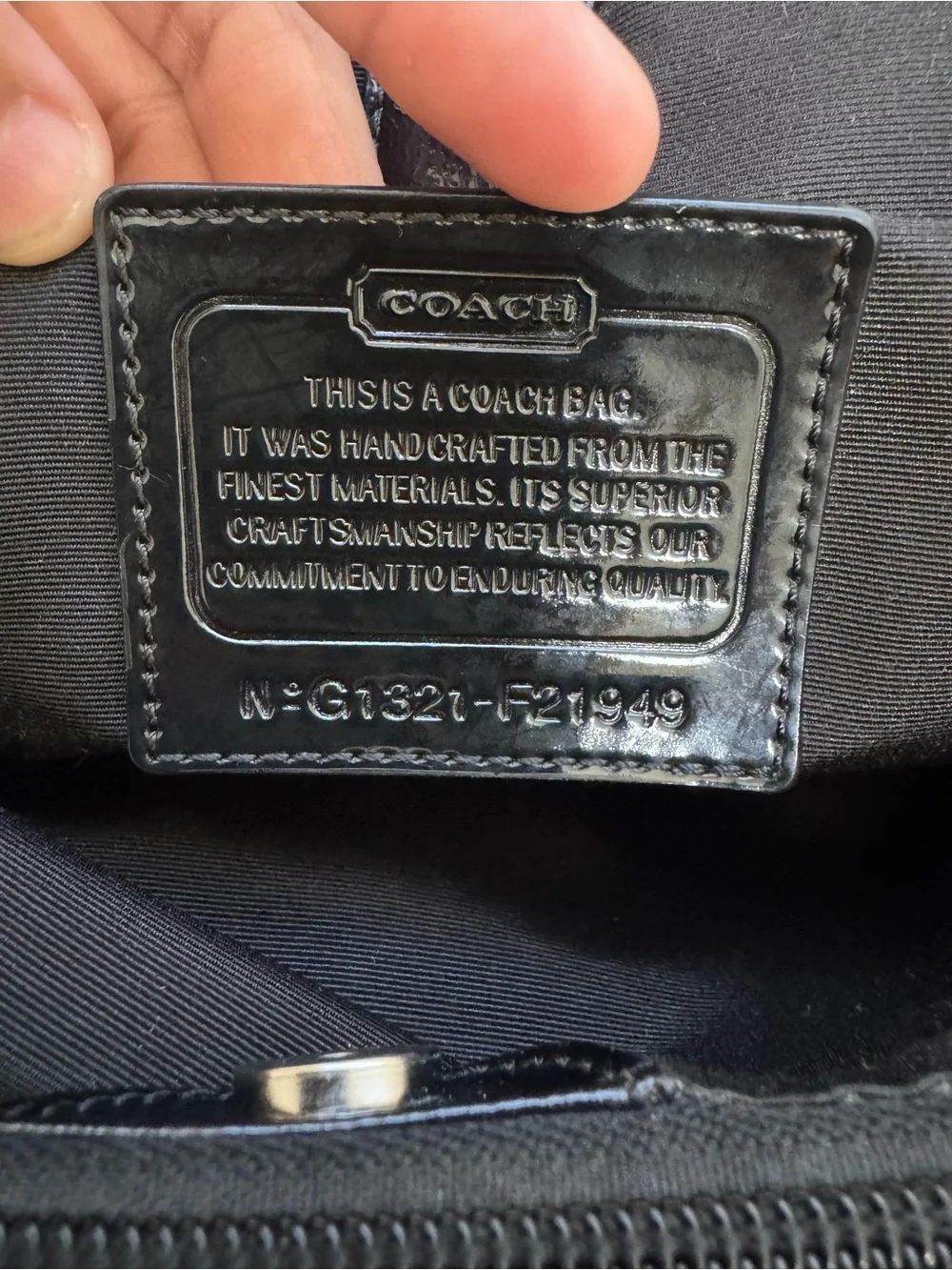 Coach Black and Gray Signature Canvas Tote with Charm